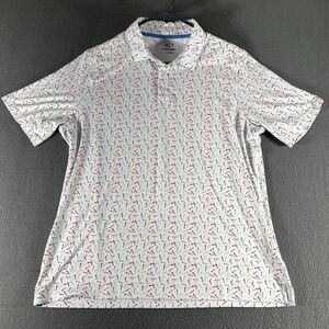 Johnston & Murphy XC4 Performance Polo Shirt Mens L White AOP Golf Tees